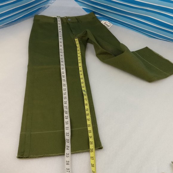 Raw hem Wide leg Sailor pant in Army Green Utility sz 00 Regular 98%cotton NEW - Picture 2 of 13
